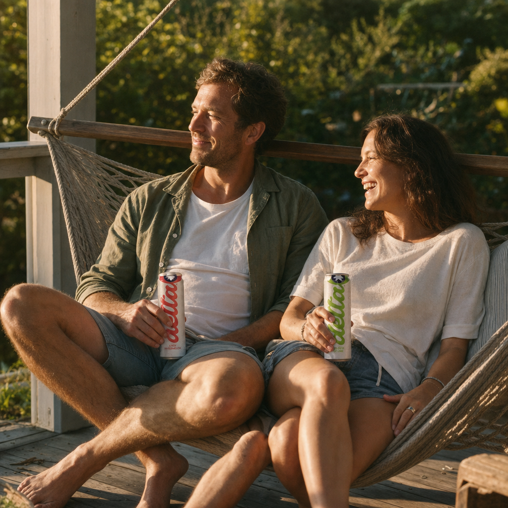 Daylight on a porch with a hammock and Delta cans